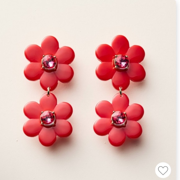 Kate spade X Target Red Flower Earrings with Pink Gem